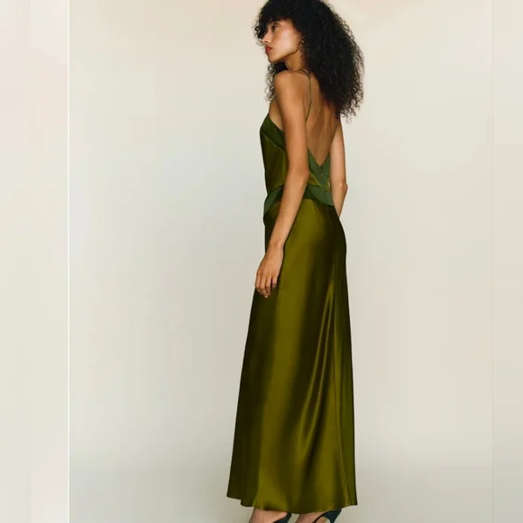 Reformation Jillian Silk Dress Size 6 NWT $350 Pear - Picture 4 of 13